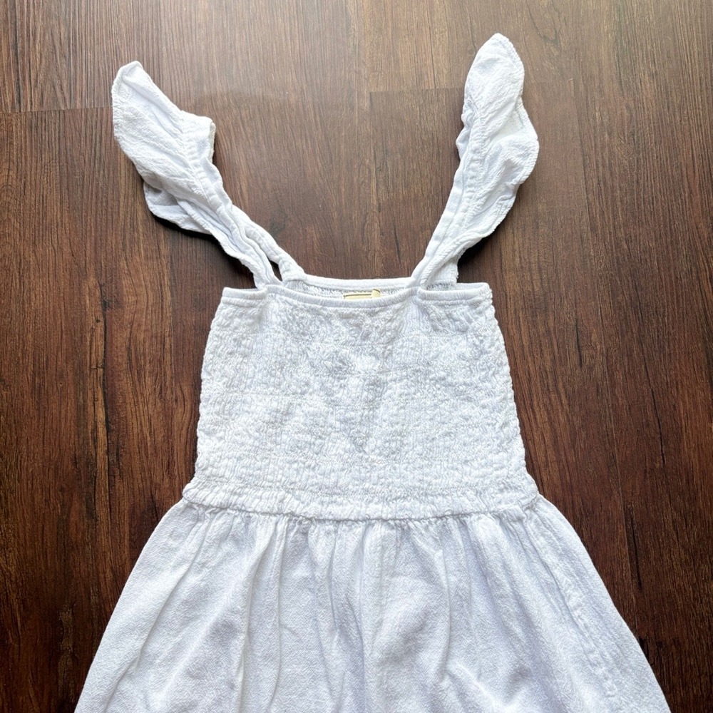 Seaspice Resort Wear White Peruvian Cotton Smocked Ruffle Strap Mini Dress Med - Picture 8 of 8